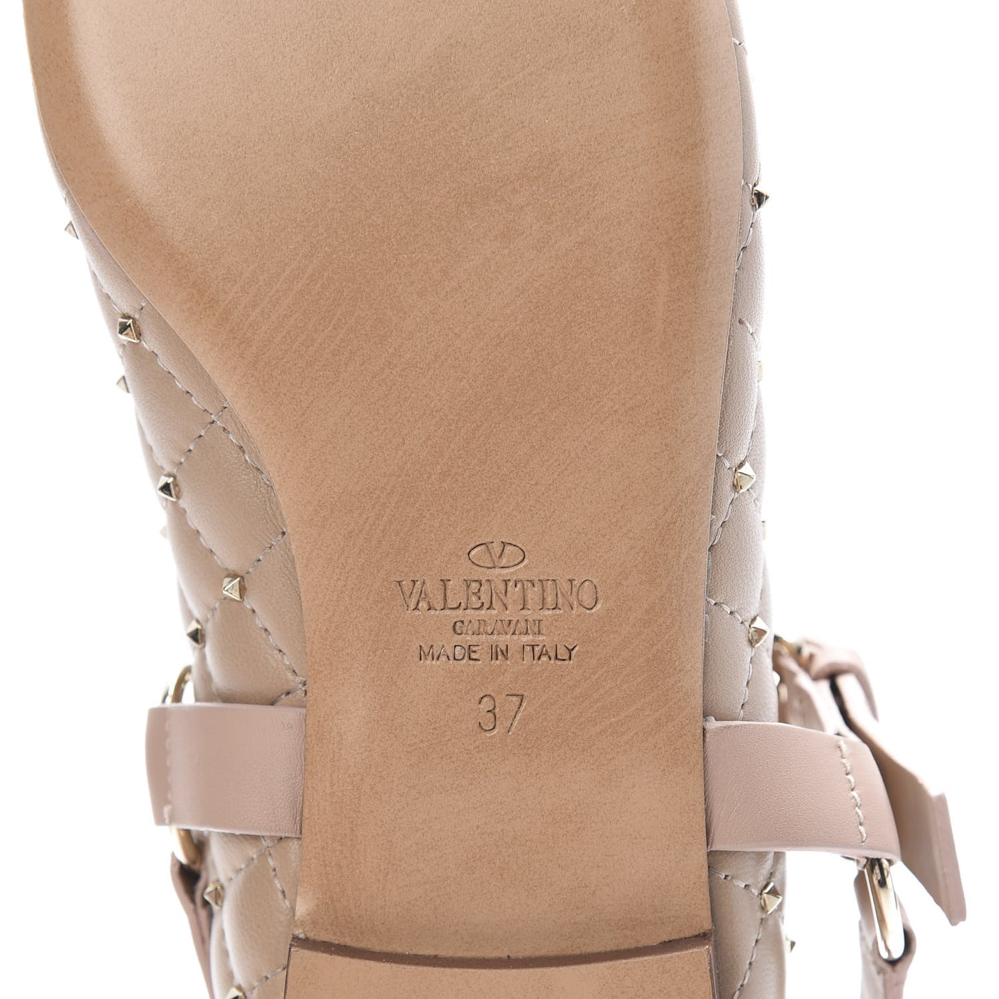 Lambskin Rockstud Spike Captoe Ballerina Flats 37 Poudre Gold