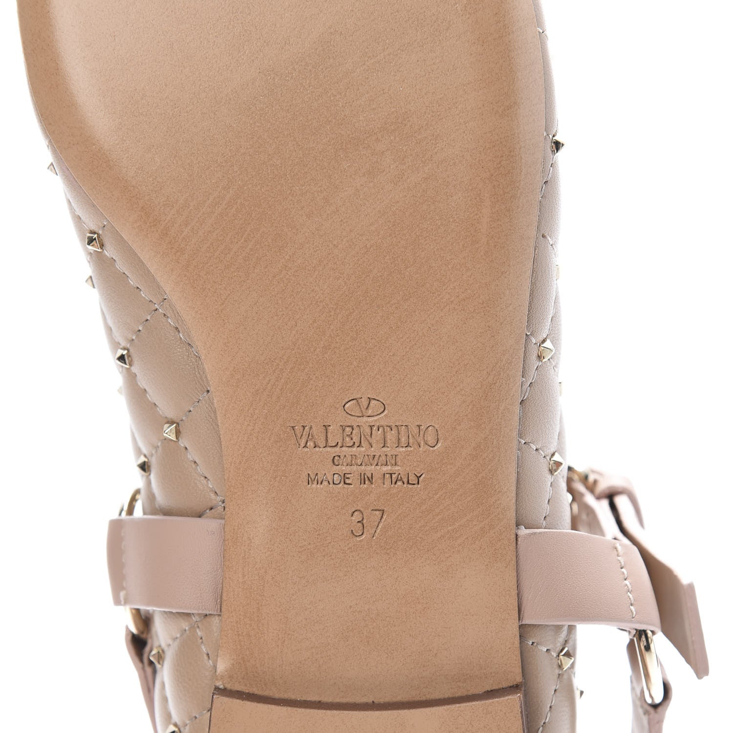 Valentino Garavani Lambskin Rockstud Spike Captoe Ballerina Flats 37 Poudre Gold 6 of 8