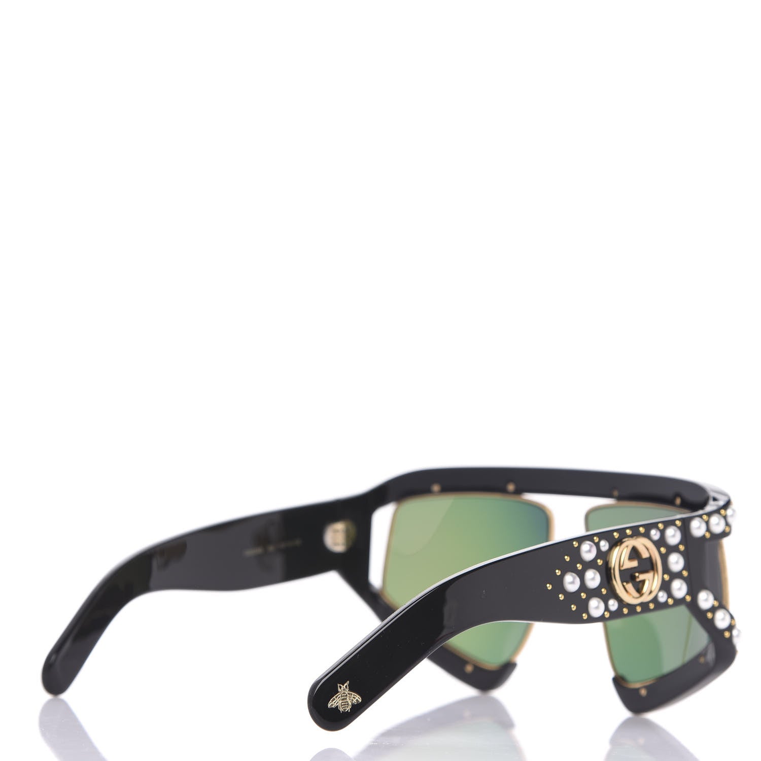 Gucci Acetate Pearl Rectangular Frame Sunglasses GG0234S Black Orange 4 of 8