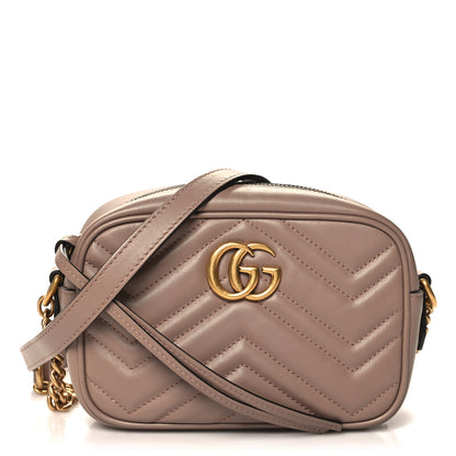Gucci Calfskin Matelasse Mini GG Marmont Chain Shoulder Bag Nude 1 of 10