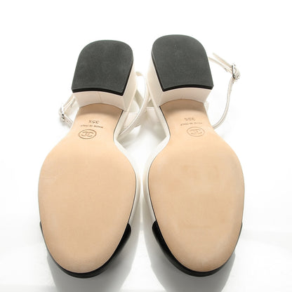 Chanel Lambskin Cap Toe CC Slingback Sandals 35.5 White Black 5 of 8