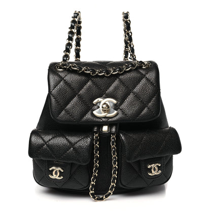 Chanel Shiny Caviar Quilted Small Duma Pockets Drawstring Backpack Black 1 of 11