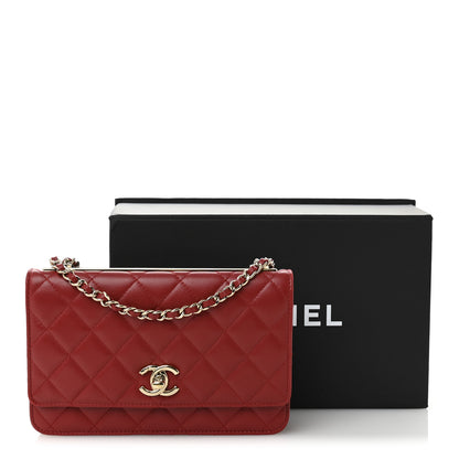 Chanel Lambskin Quilted Trendy CC Wallet On Chain WOC Red 12 of 12