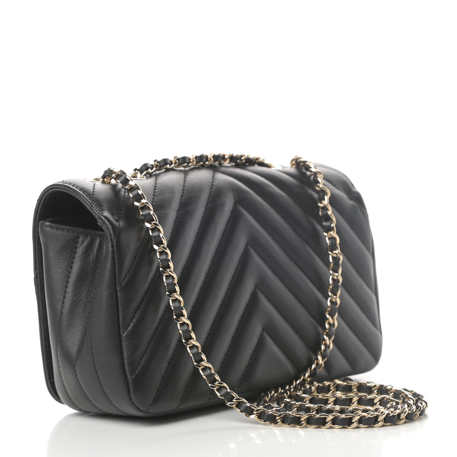 Chanel Calfskin Chevron Quilted Mini Statement Flap Black 3 of 13