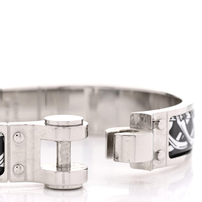 Hermes Enamel Printed Narrow Balades Equestres Positif Negatif Hinged Bracelet S Black 6 of 6