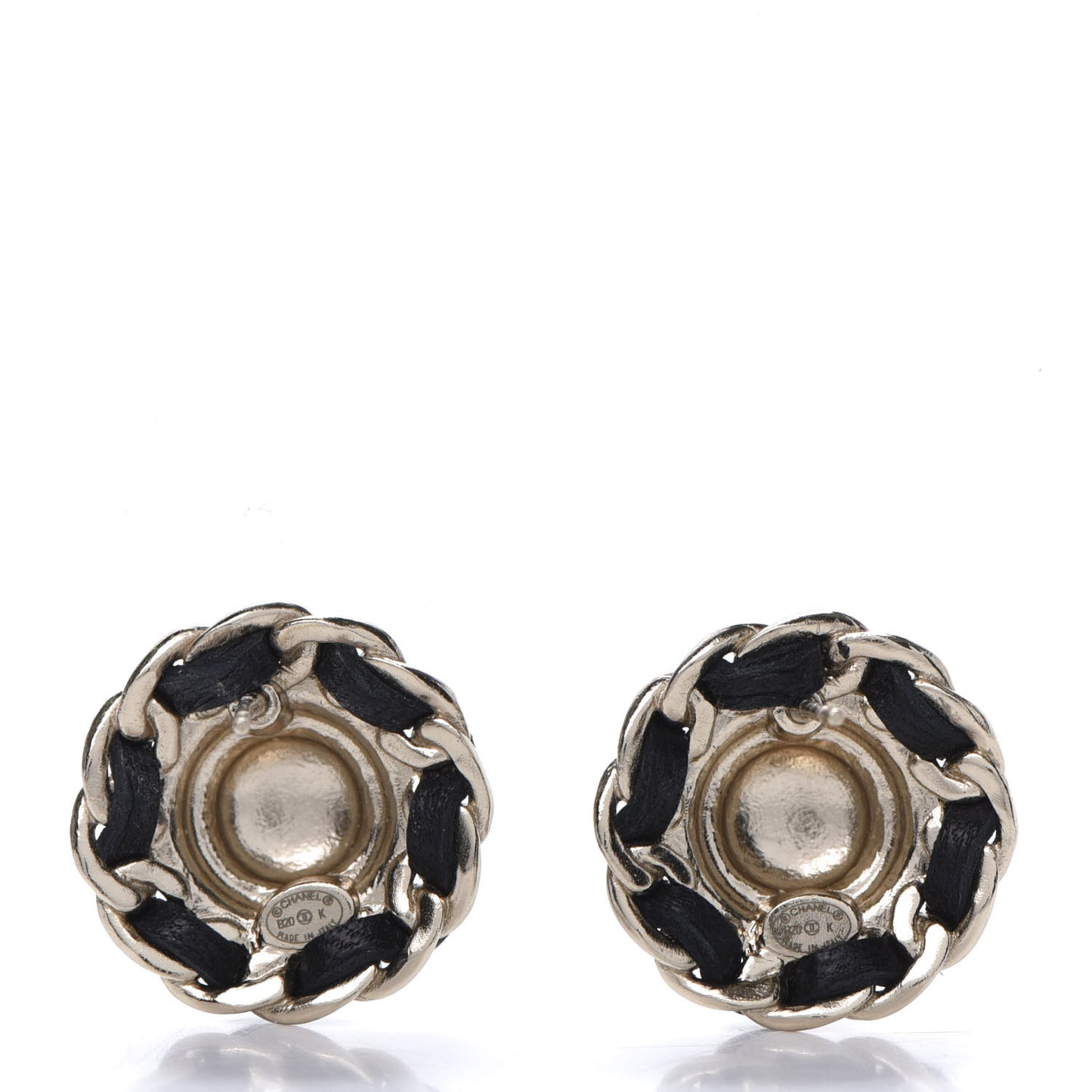Crystal Lambskin Chain Around CC Earrings Gold Black