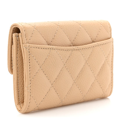Chanel Caviar Quilted Flap Card Holder Wallet Beige 3 of 7