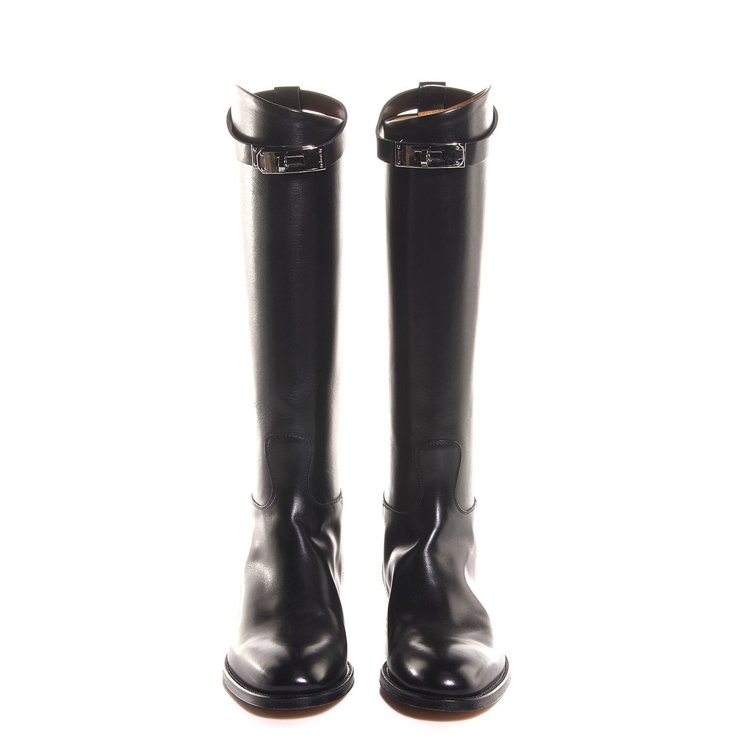 Box Calfskin Equestrian Jumping Boots 36.5 Black