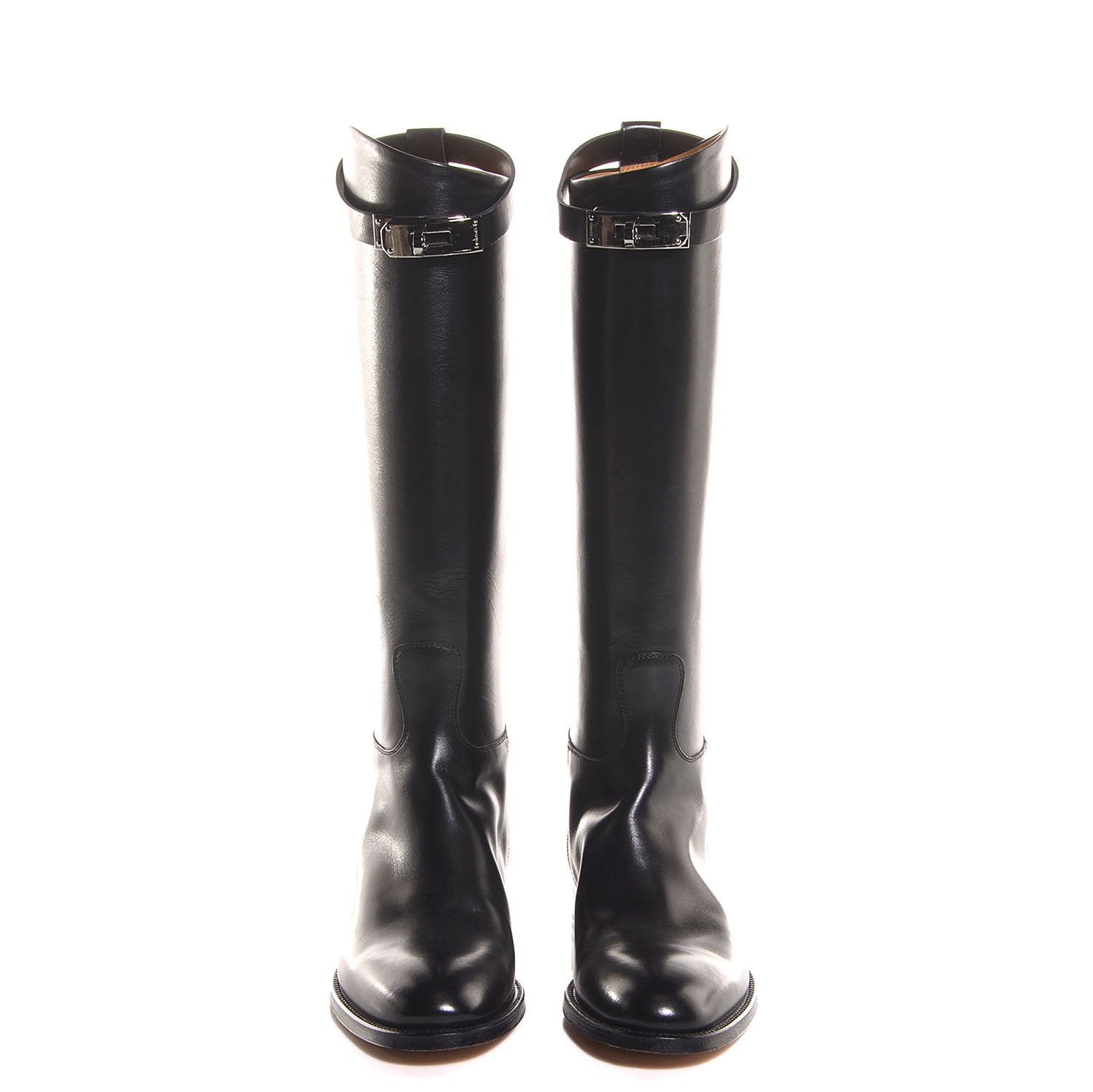 Hermes Box Calfskin Equestrian Jumping Boots 36.5 Black 2 of 7