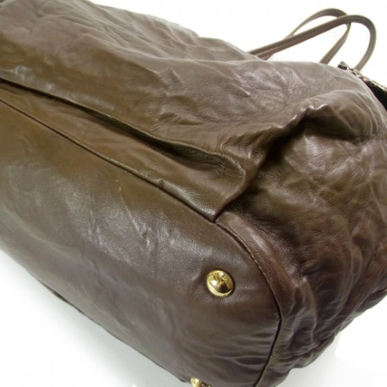 Prada Nappa Snakeskin Bow Tote Brown 5 of 12