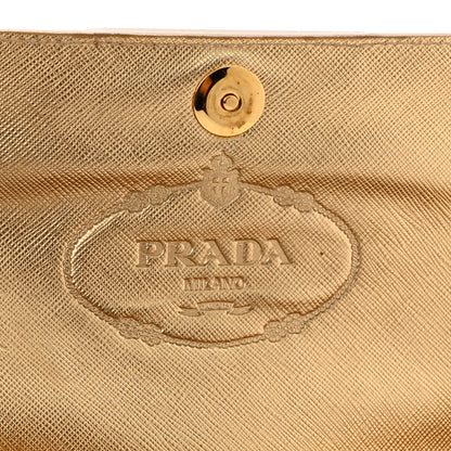 Prada Metallic Saffiano Pushlock Flap Crossbody Bag Gold 8 of 15