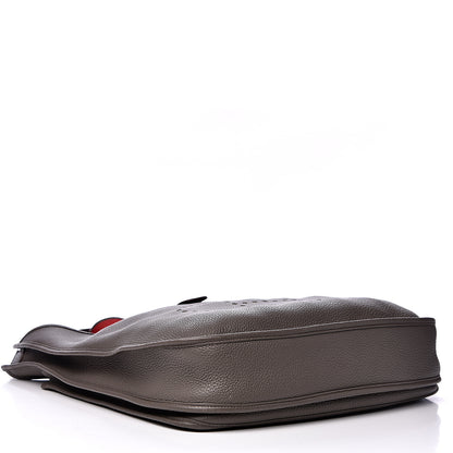 Hermes Taurillon Clemence Amazone Evelyne III TGM Etain Rouge Casaque 3 of 11