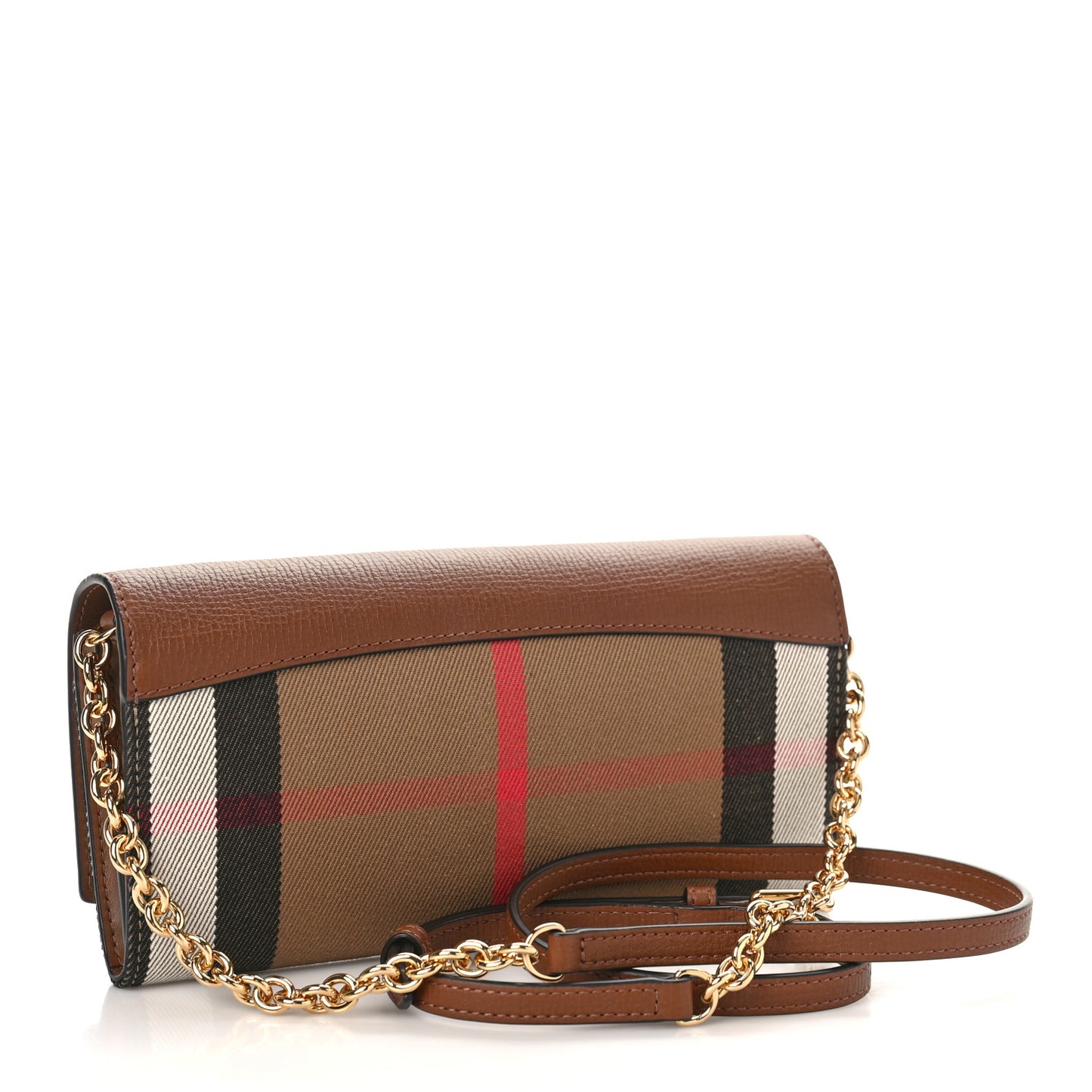 Derby Calfskin House Check Henley Wallet On Chain Tan