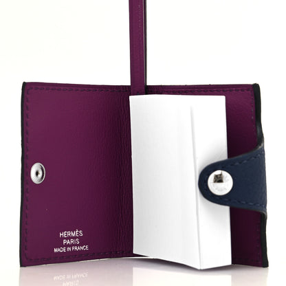 Hermes Togo Swift Verso Ulysse Nano Bag Charm Bleu Saphir Anemone 3 of 4