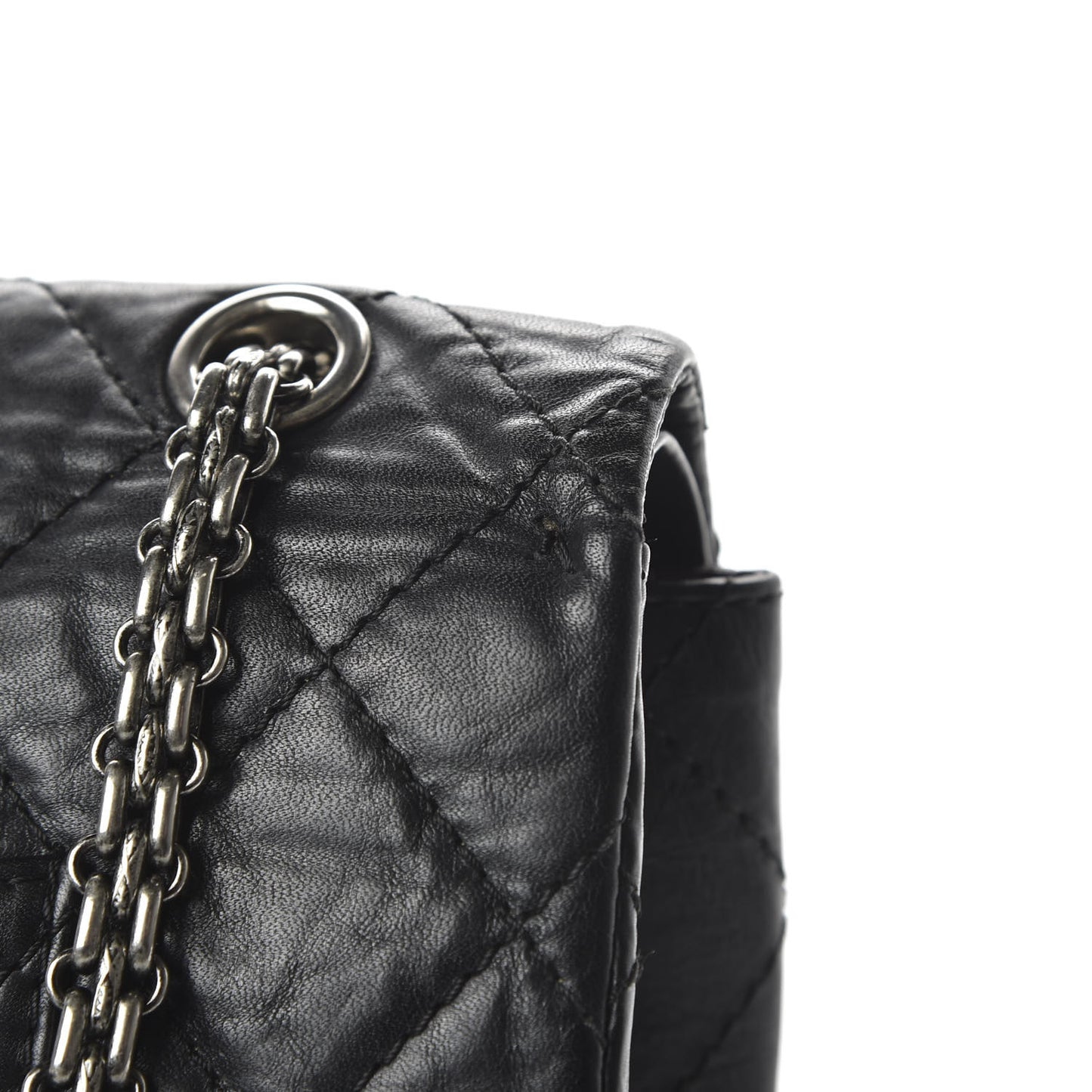 Aged Calfskin Quilted 2.55 Reissue 227 Flap Black