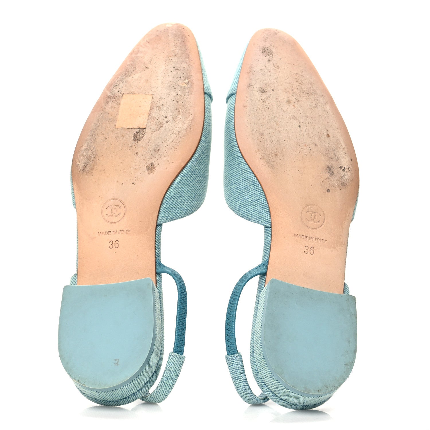 Chanel Denim Cap Toe CC Slingback Flats 36 Blue 5 of 9