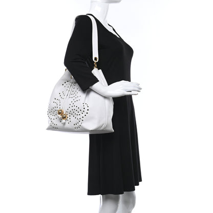 Chanel Caviar Perforated Drawstring Hobo White 3 of 10