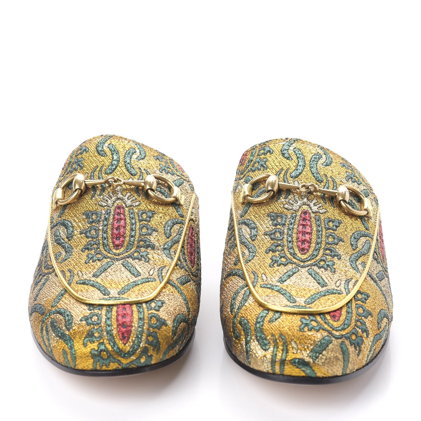 Iridescent Brocade Womens Princetown Slippers 36.5 Gold Multicolor