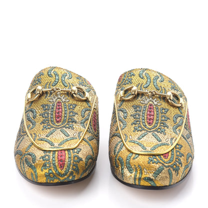 Gucci Iridescent Brocade Womens Princetown Slippers 36.5 Gold Multicolor 2 of 10