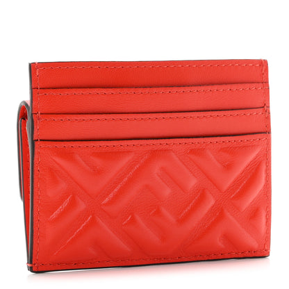 Fendi Nappa Matisse FF Diagonal Embossed Fold Over Card Holder Wallet Papavero 3 of 7