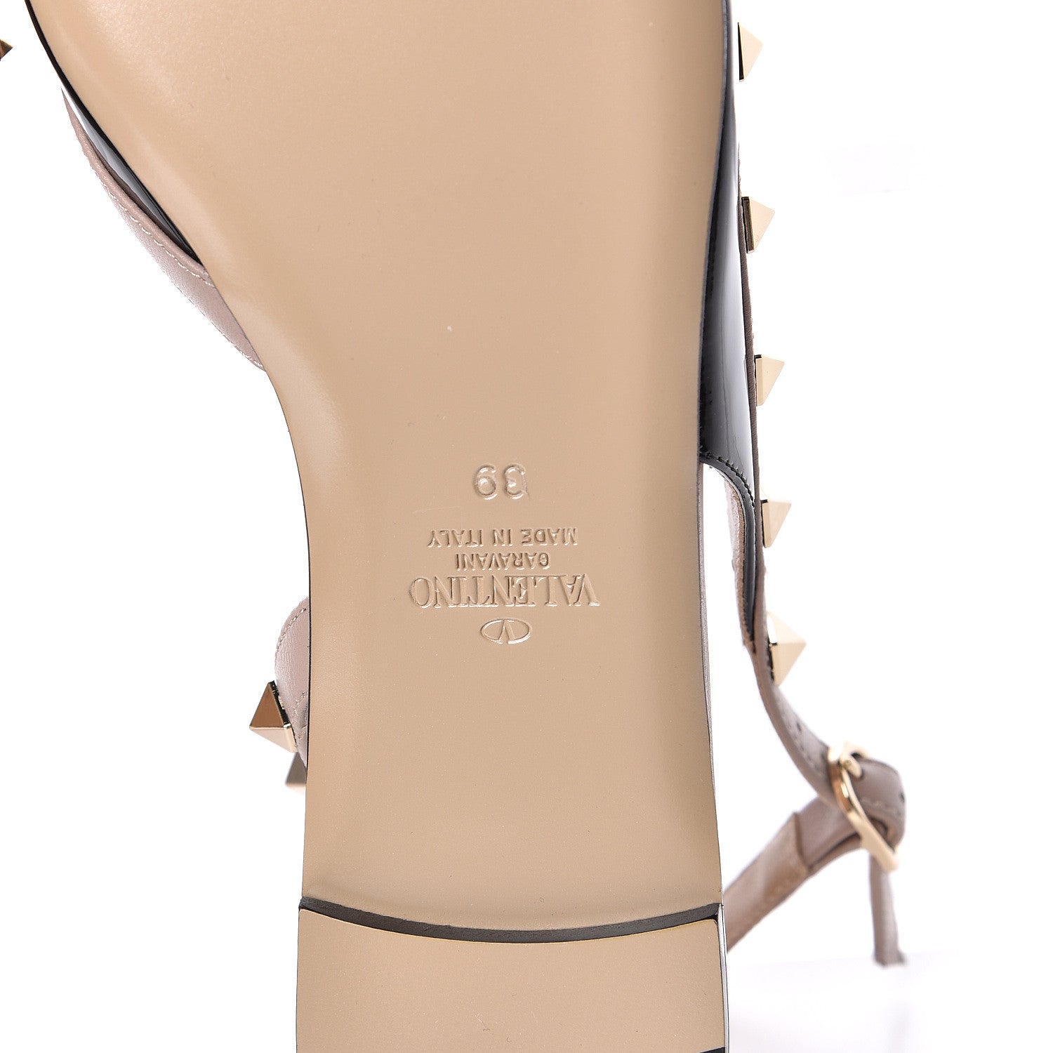 Valentino Garavani Patent Rockstud Slingback Flats 39 Black Poudre 6 of 9