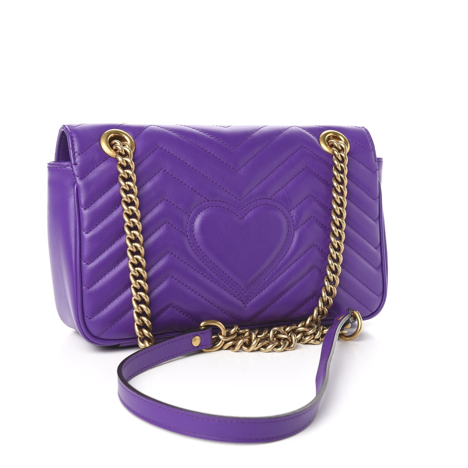 Gucci Calfskin Matelasse Small GG Marmont Shoulder Bag Shine Purple 3 of 10