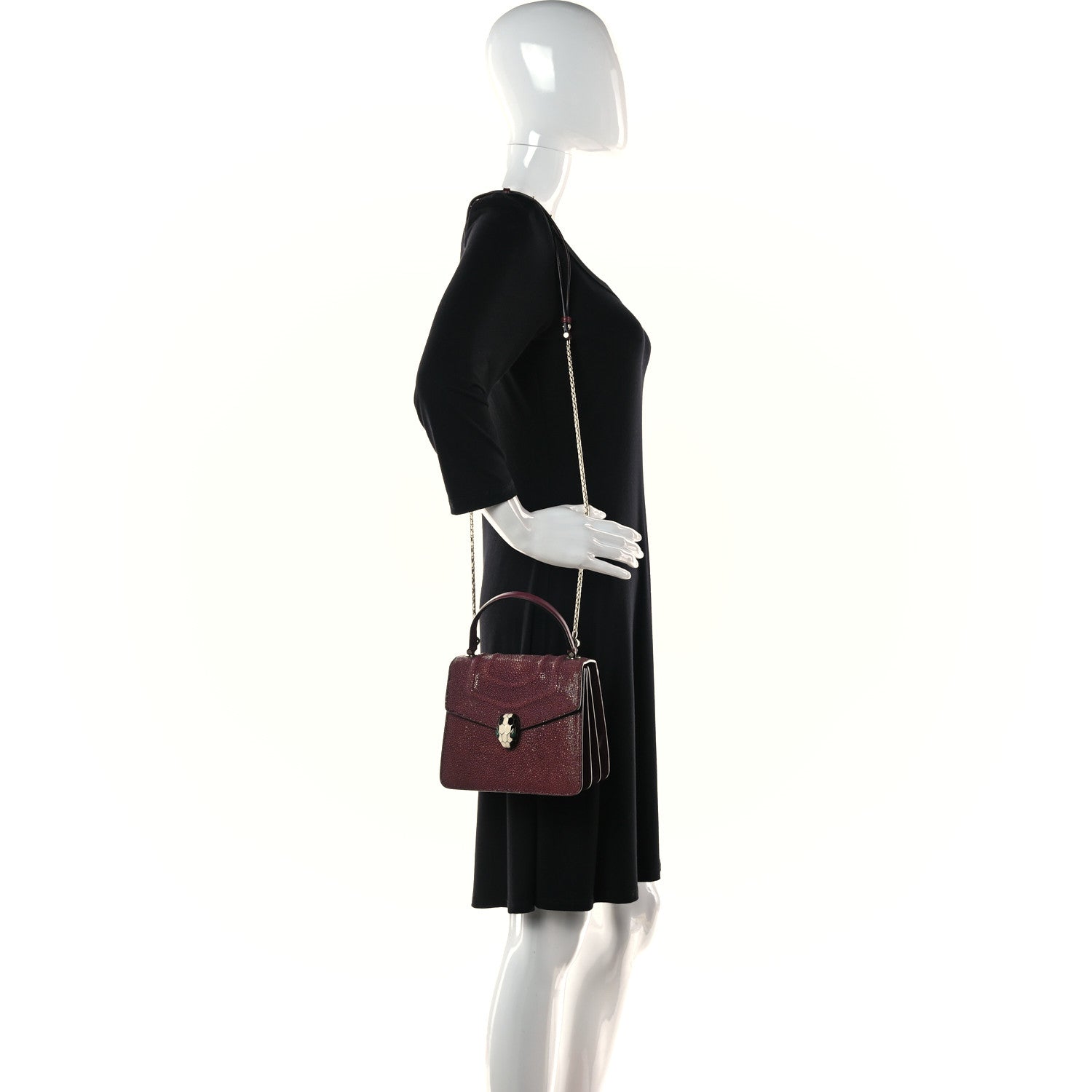 Bulgari Calfskin Galuchat Serpenti Forever Crossbody Plum 2 of 15