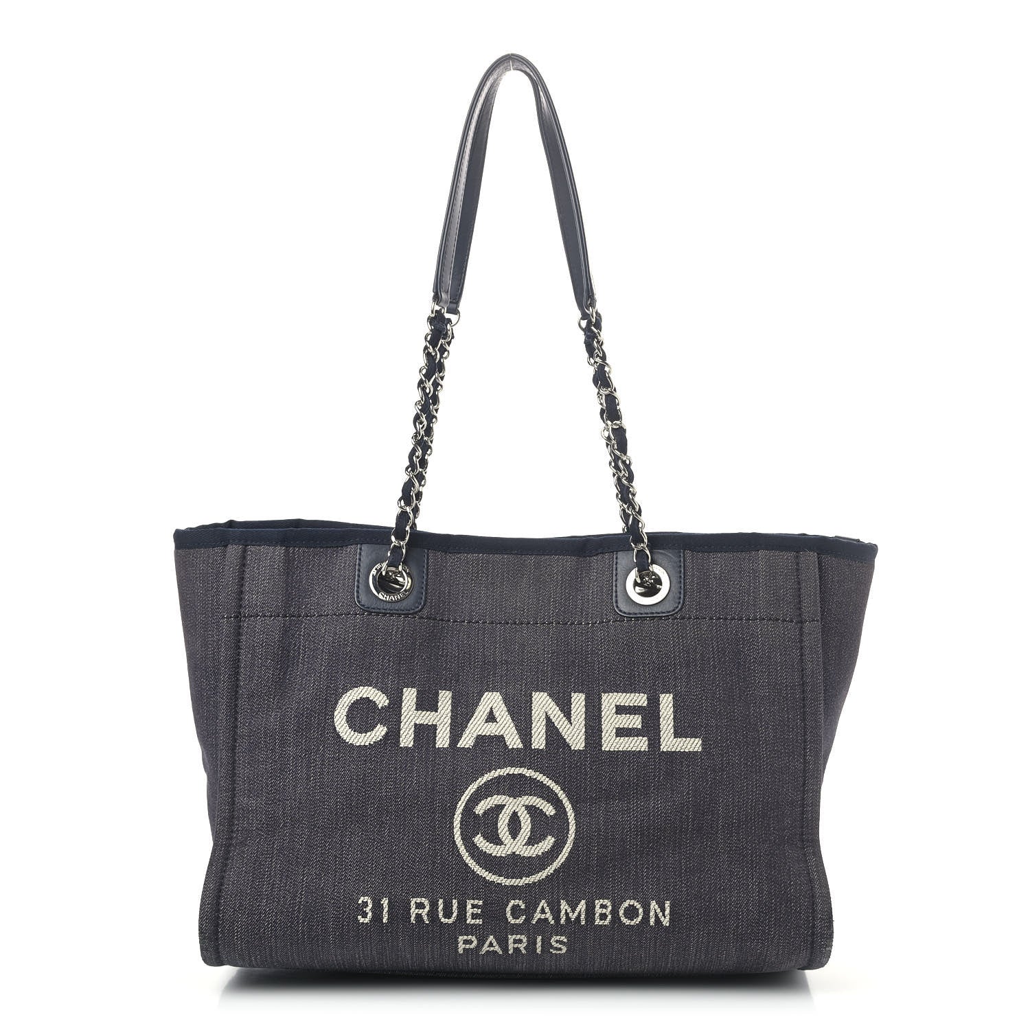 Chanel Denim Small Deauville Tote Dark Blue 1 of 9