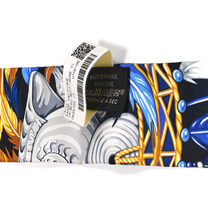 Hermes Silk La Danse Pacifique Twilly Bleu Nuit Jaune Vif 4 of 4