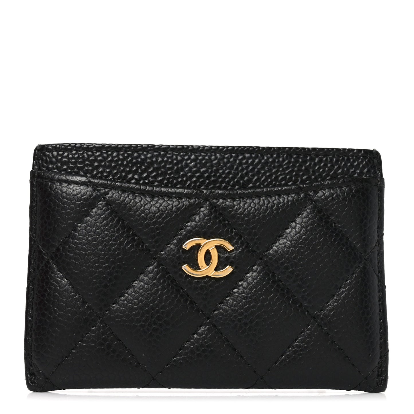 Caviar Quilted Card Holder Black