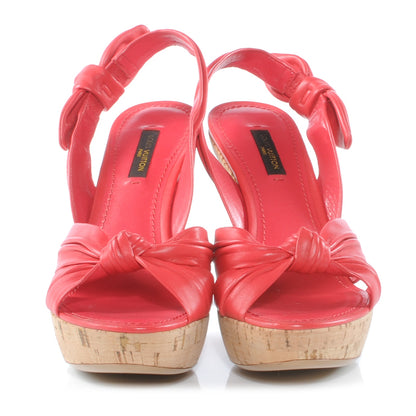 Louis Vuitton Porto Cervo Leather Slingback Heels Red 38 2 of 8