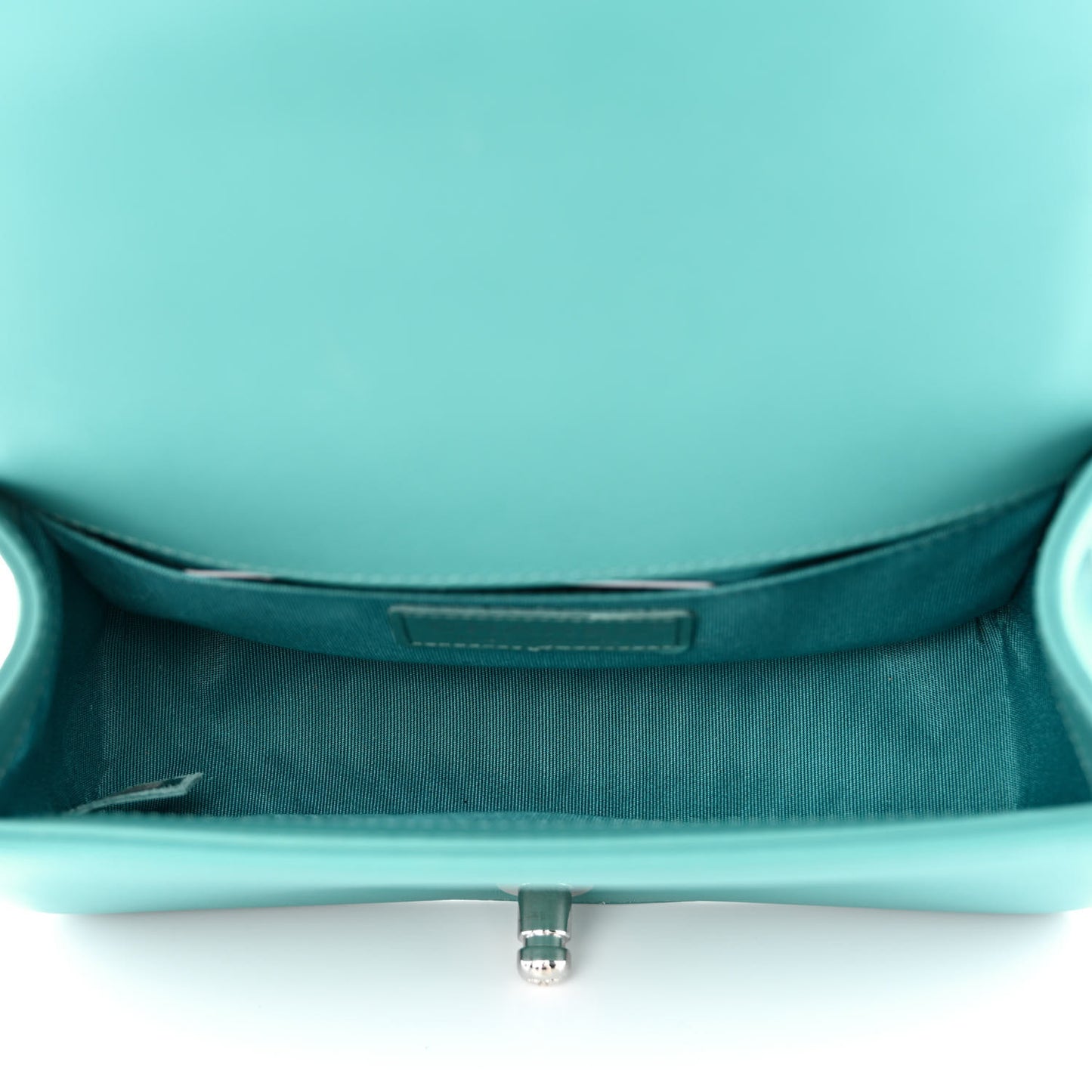 Calfskin Quilted Small Boy Flap Turquoise