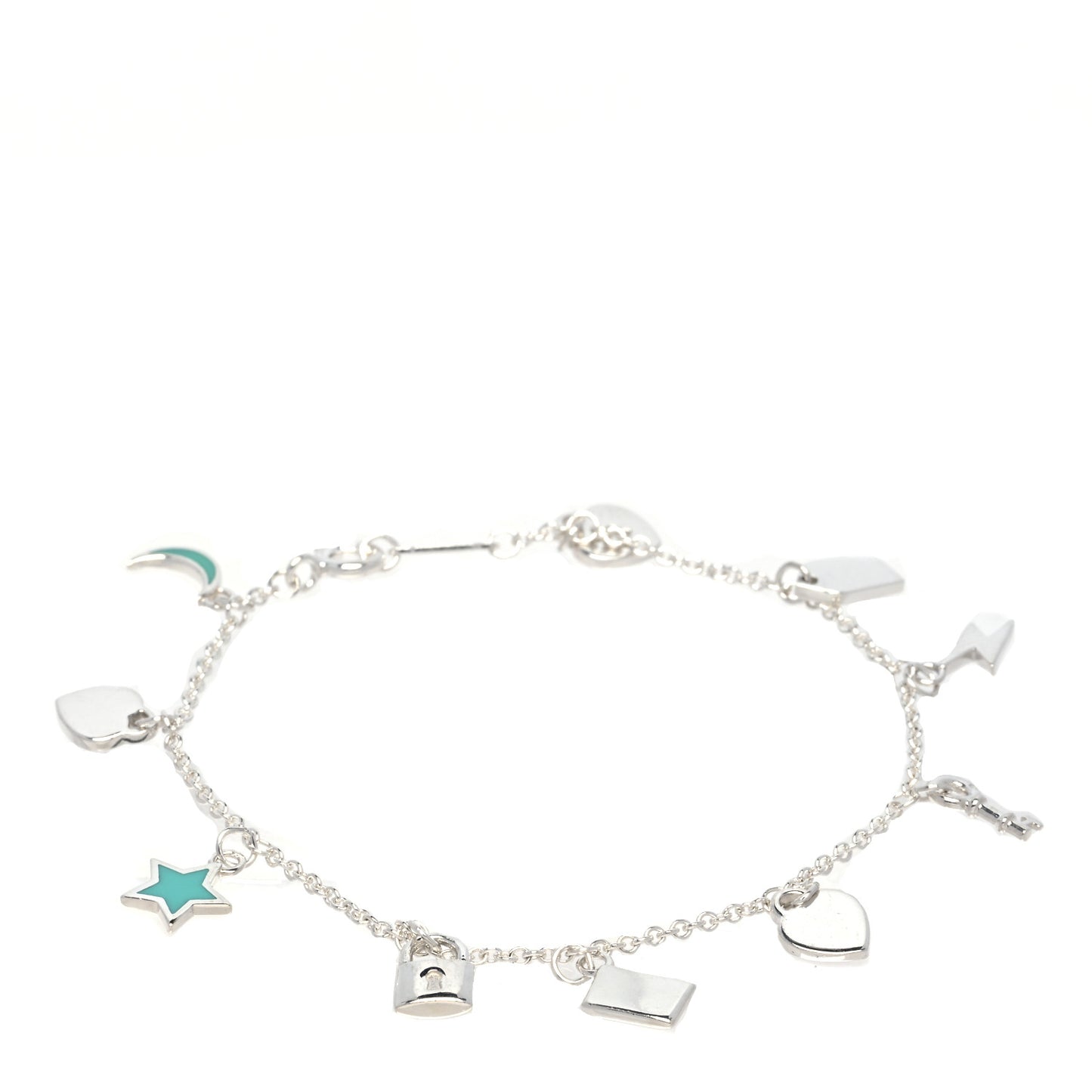 Sterling Silver Enamel Love Notes Charm Bracelet Blue