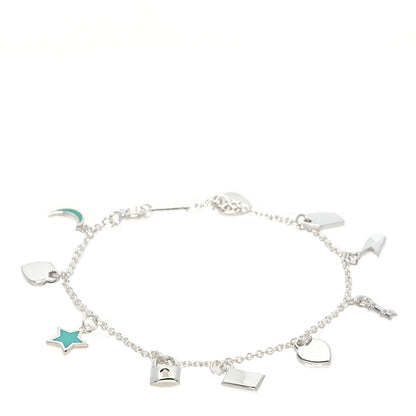 Tiffany Sterling Silver Enamel Love Notes Charm Bracelet Blue 1 of 5