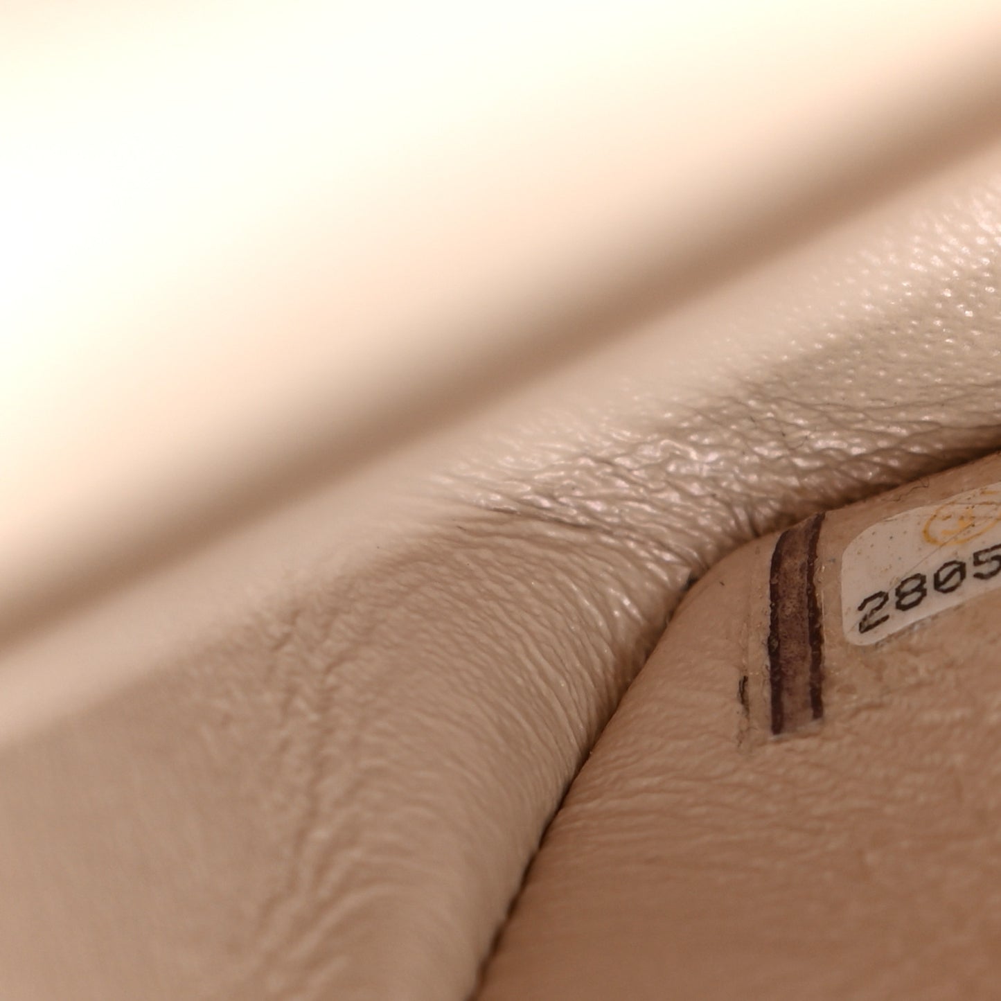 Iridescent Lambskin Quilted Medium Double Flap Beige