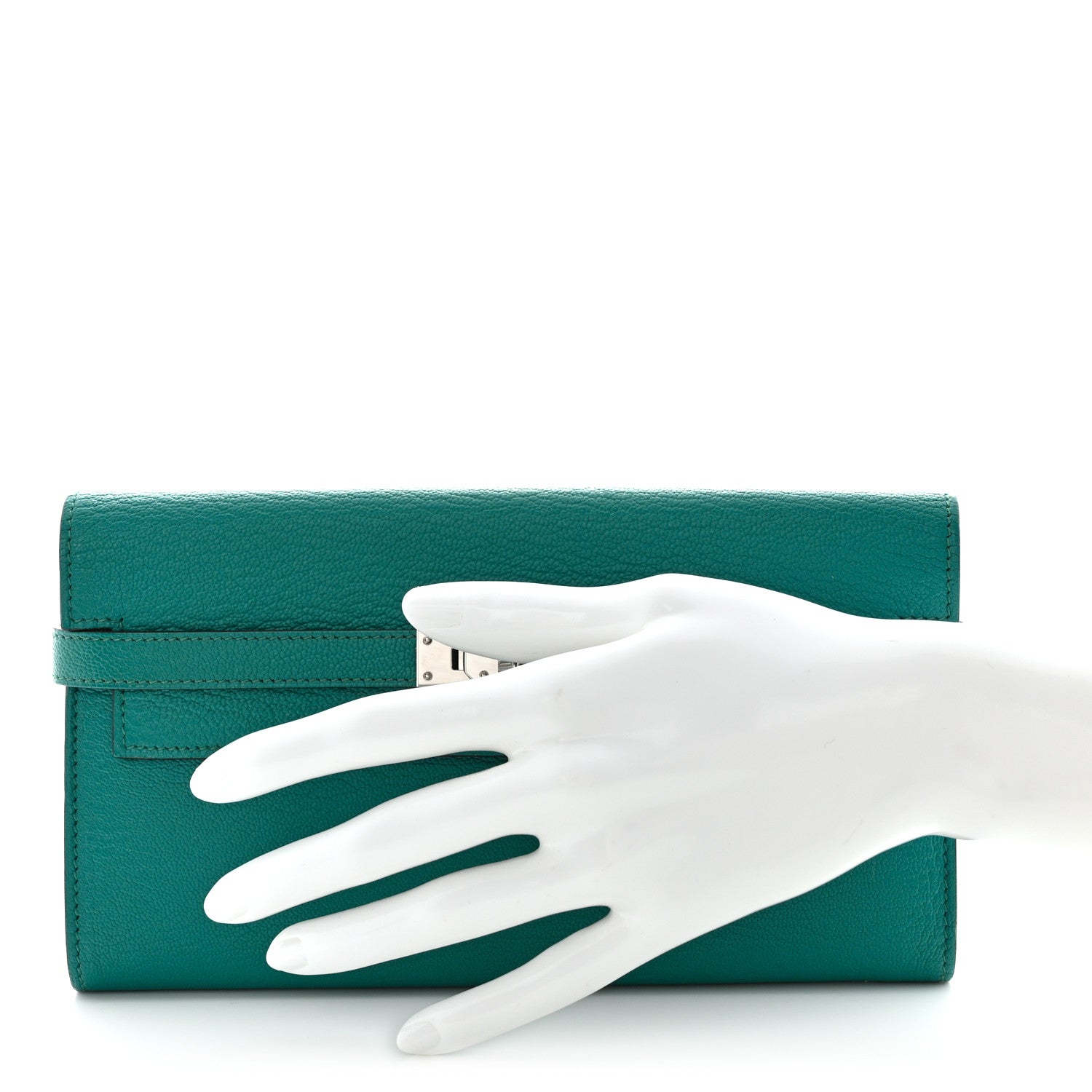 Hermes Chevre Mysore Kelly Longue Wallet Bleu Paon 2 of 14