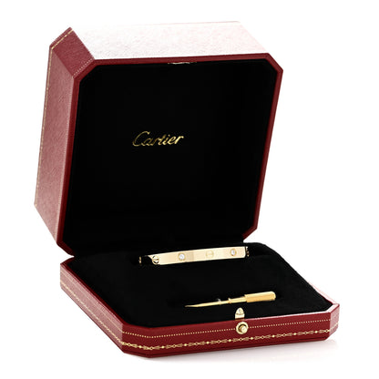 Cartier 18K Yellow Gold 4 Diamond LOVE Bracelet 17 7 of 7