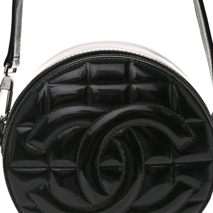 Chanel Patent Quilted CC Chocolate Bar Round Shoulder Bag Black 8 of 13