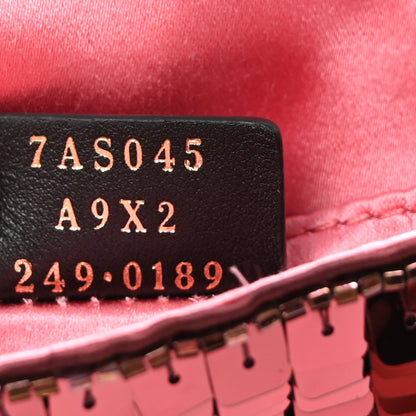 Fendi Sequin Paillettes Shiny Nappa Sex and the City Nano Maxi Buckle Baguette Charm Granata 7 of 11