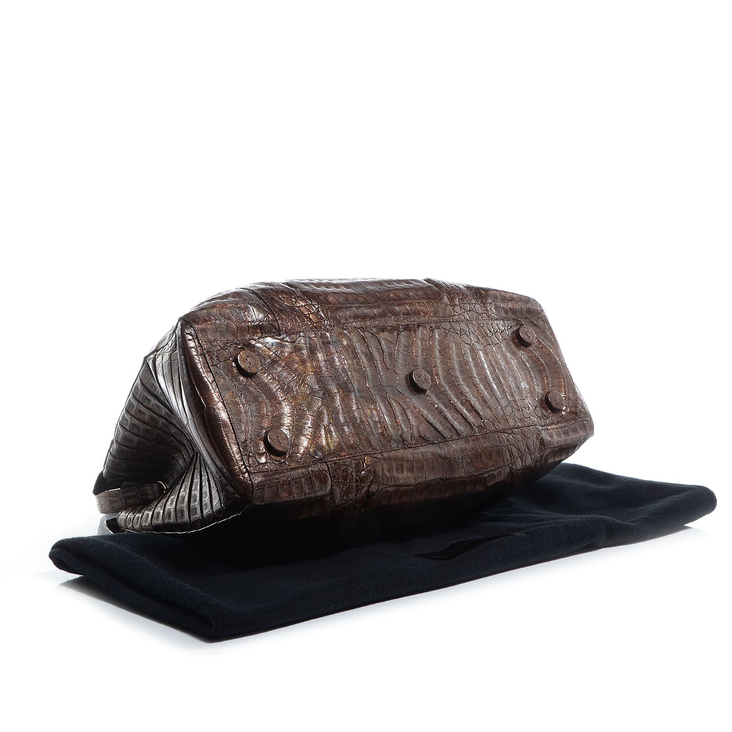 Crocodile Ruffled Medium Tote Chocolate