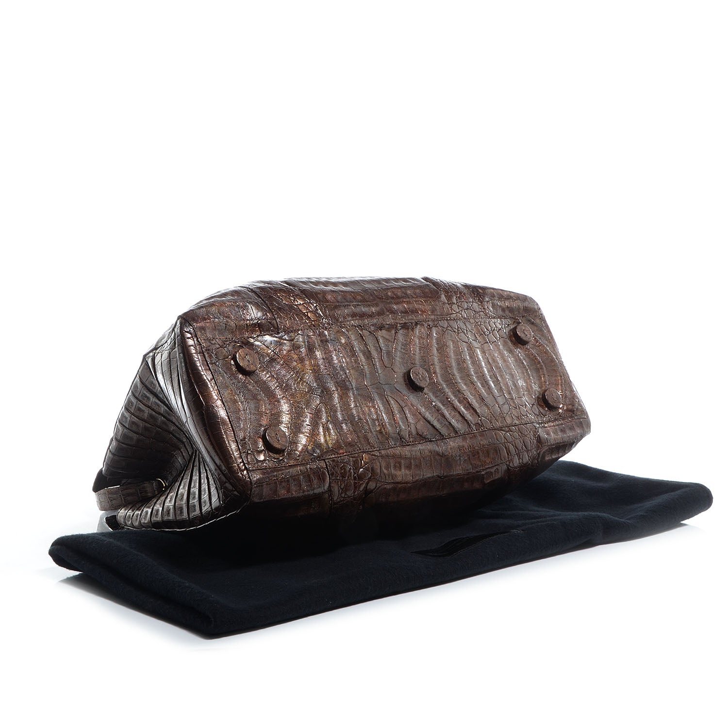 Nancy Gonzalez Crocodile Ruffled Medium Tote Chocolate 4 of 7
