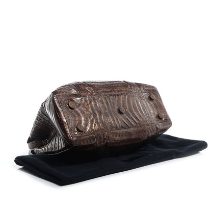 Nancy Gonzalez Crocodile Ruffled Medium Tote Chocolate 4 of 7