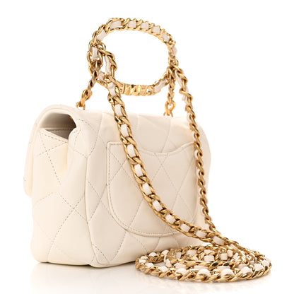 Chanel Lambskin Quilted Logo Mini Flap With Handle White 3 of 20
