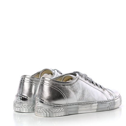 Chanel Laminated Lambskin Sneakers 39 Silver 4 of 8