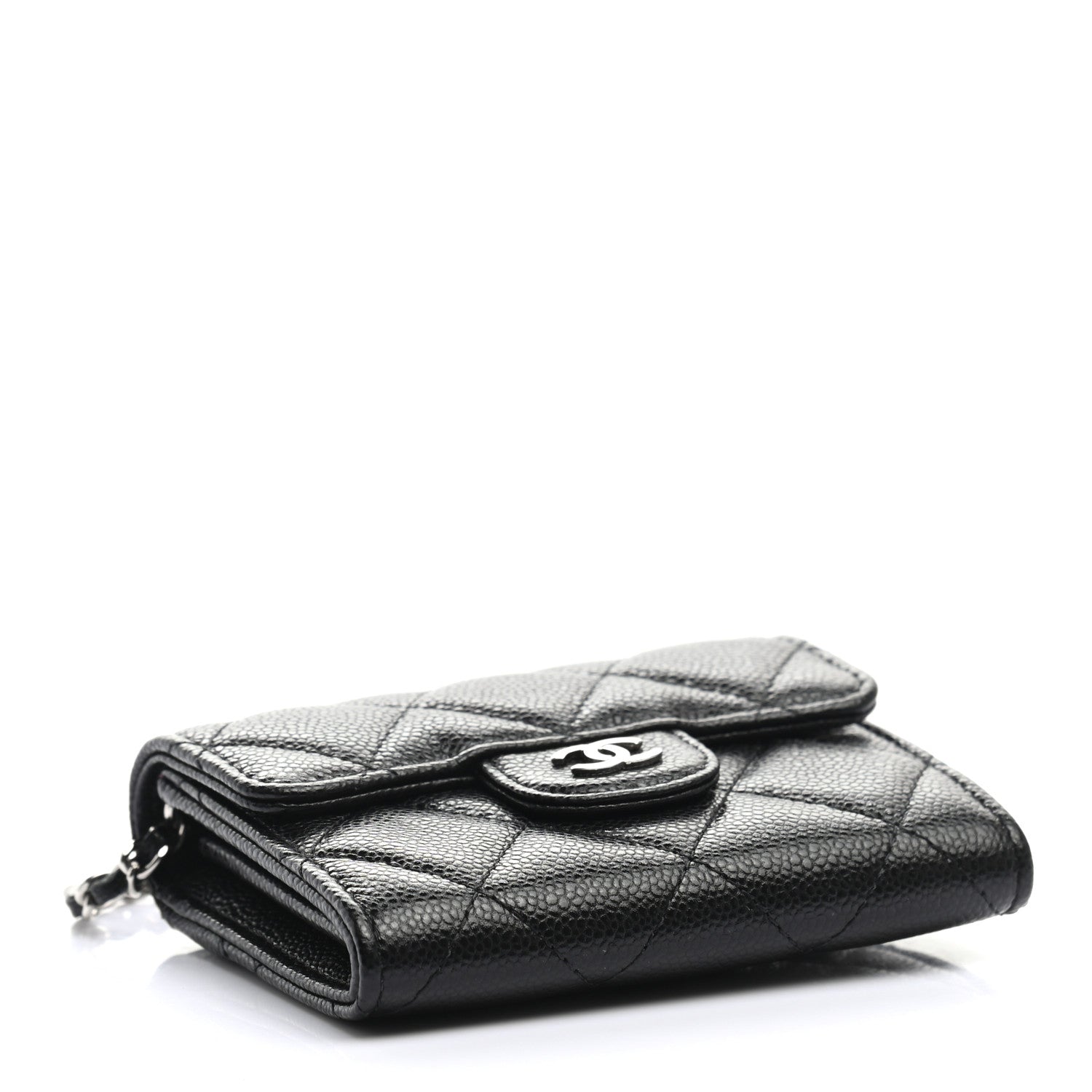 Chanel Caviar Quilted Flap Card Holder On Chain Black 4 of 7