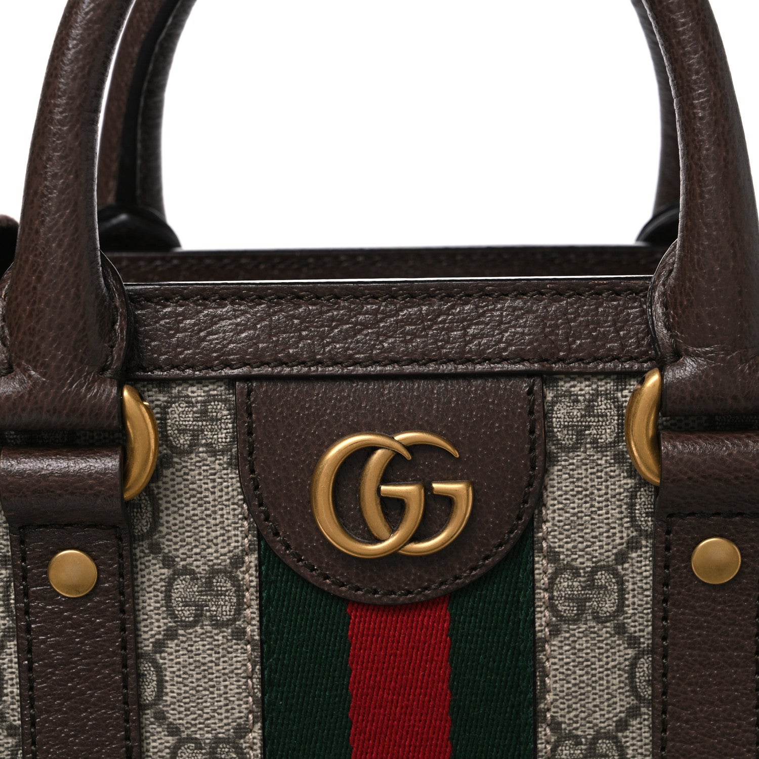 Gucci GG Supreme Monogram Textured Dollar Calfskin Web Medium Ophidia Tote Bag Beige Ebony 7 of 9