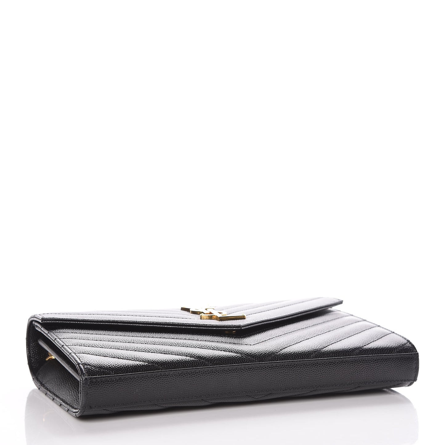 Grain De Poudre Matelasse Chevron Monogram Chain Wallet Black