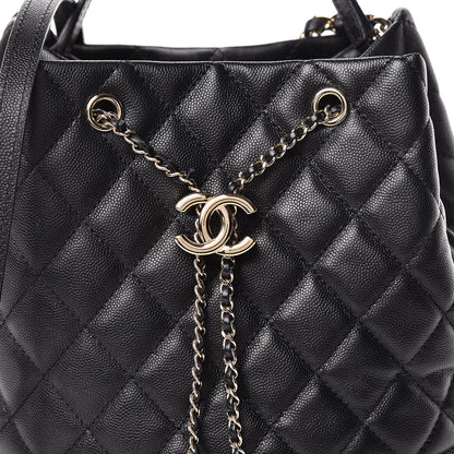 Chanel Caviar Quilted Large Rolled Up Bucket Drawstring Bag Black 11 of 13