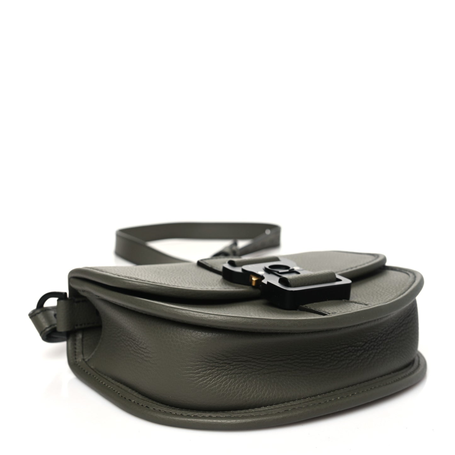 Grained Calfskin Mini Gallop Bag With Strap Green