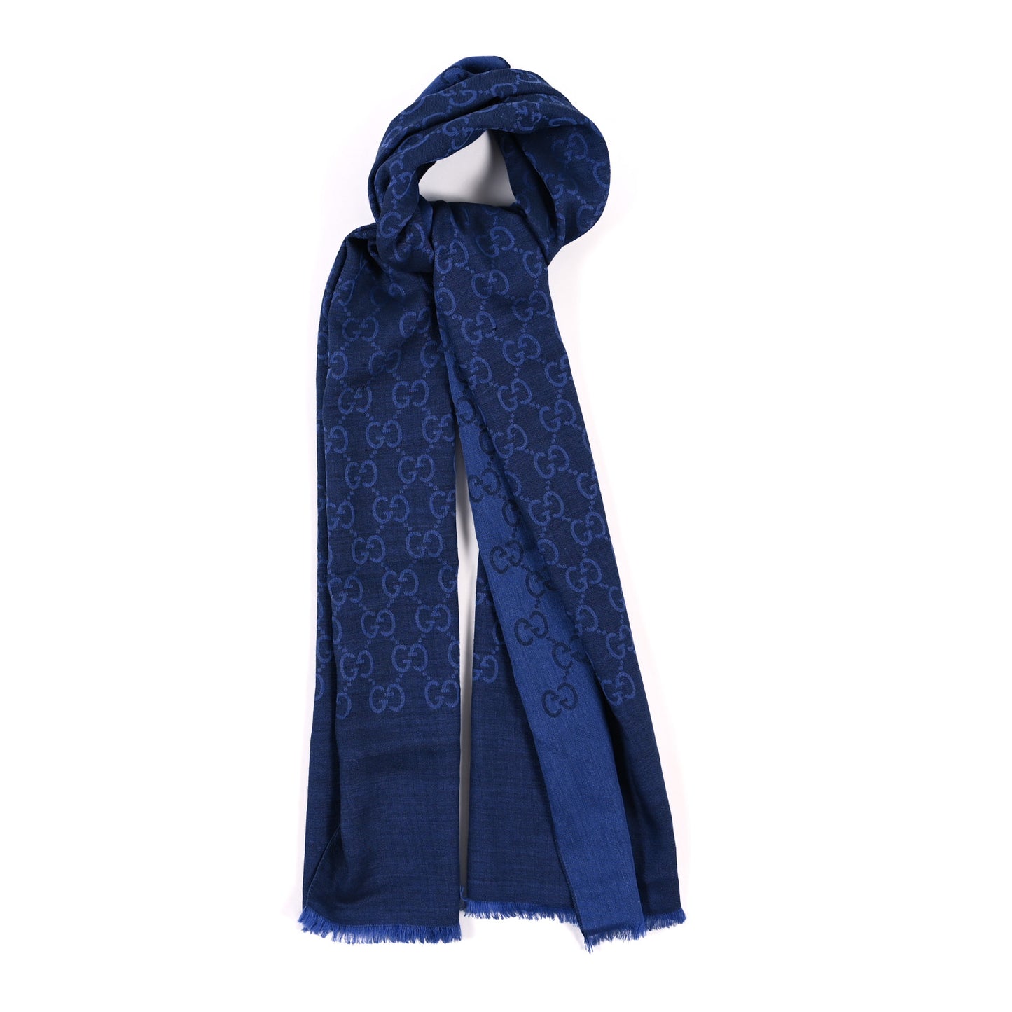 Wool Silk GG Monogram GGNat Scarf Blue